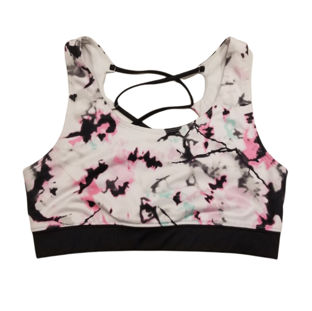Justice Girl's Tye-Dye Strappy Back Athletic Sport Bra 34